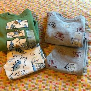 Garanimals Baby Boys Size 6-9 months 2 Sweatsuits Jogging Sets New NWT Dino Bear